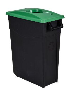 POUBELLE DE TRI MOBILE MOVATRI 65L NOIR/VERT AVEC ROUES ET POIGNÉE