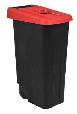 POUBELLE DE TRI MOBILE MOVATRI 110L NOIR/ROUGE AVEC COUVERCLE