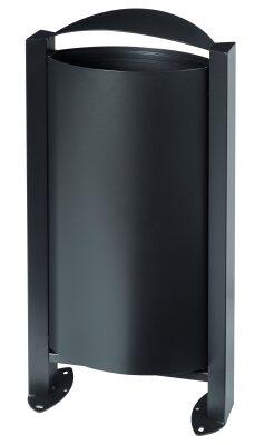CORBEILLE ARKEA 60L AVEC PIED ET CENDRIER, ANTHRACITE MAT, ANTI-CORROSION