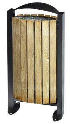 CORBEILLE ARKEA 60L AVEC FACADE BOIS ET GRIS MANGANÈSE