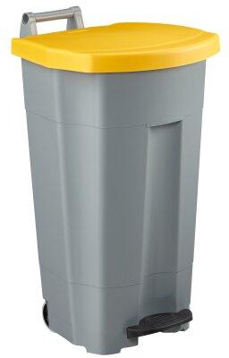 POUBELLE MOBILE À PÉDALE BOOGY 90L - GRIS/JAUNE - POLYÉTHYLÈNE
