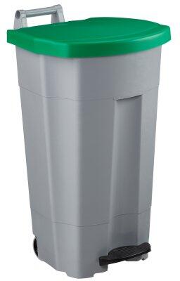 POUBELLE MOBILE À PÉDALE BOOGY 90L GRIS/VERT - POLYÉTHYLÈNE HD