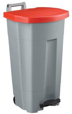 POUBELLE MOBILE À PÉDALE BOOGY 90L GRIS/ROUGE - POLYÉTHYLÈNE HAUTE DENSITÉ