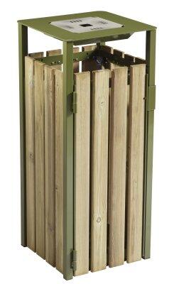 CORBEILLE EDEN 110L AVEC CENDRIER 1.5L EN VERT - ACIER ANTI-CORROSION ET ANTI-UV