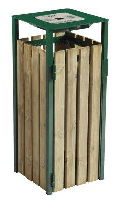 CORBEILLE EDEN 110L AVEC CENDRIER 1.5L VERT - ACIER ANTI-CORROSION