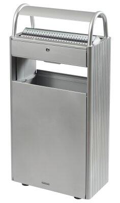 CORBEILLE SUR PIED AVEC CENDRIER 60L GRISE - ANTI-UV ET ANTICORROSION