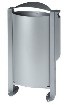 CORBEILLE SUR PIED ARKEA 60L AVEC CENDRIER 3L GRIS ANTI-CORROSION