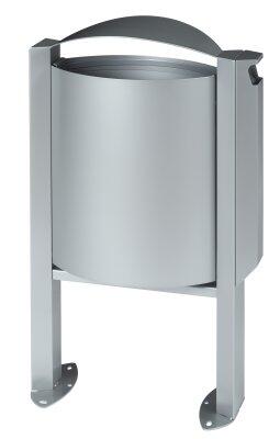 CORBEILLE SUR PIED ARKEA 40L AVEC CENDRIER 3L - GRIS ANTI-CORROSION