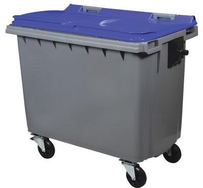 CONTENEUR KOROK 660L 4 ROUES EN CAOUTCHOUC GRIS/BLEU SANS BARRE