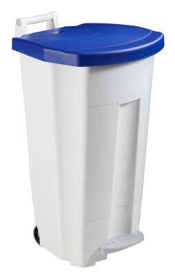 POUBELLE À PÉDALE MOBILE BOOGY 90L BLANC/BLEU - HAUT DENSITÉ