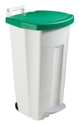 POUBELLE À PÉDALE MOBILE BOOGY 90L BLANC/VERT - POLYÉTHYLÈNE HD