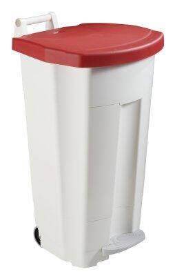 POUBELLE MOBILE À PÉDALE BOOGY 90L BLANC/ROUGE - POLYÉTHYLÈNE HAUTE DENSITÉ