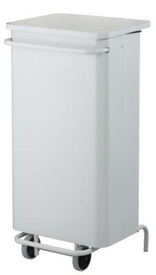 POUBELLE MOBILE À PÉDALE CARENE 110L BLANC - ACIER ANTI-UV