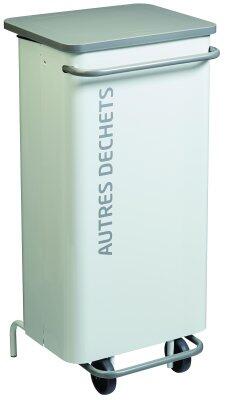 POUBELLE DE TRI MOBILE À PÉDALE NOMADE 110L - BLANC/GRIS