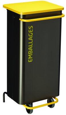 POUBELLE DE TRI MOBILE À PÉDALE 110L NOMADE - GRIS/MANGUE/JAUNE