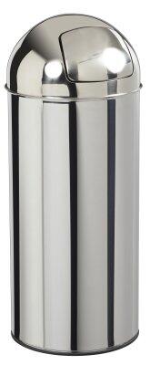 POUBELLE À TRAPPE PUSH 45L EN INOX AVEC COUVERCLE ET SAC MAINTENU