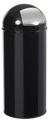 POUBELLE À TRAPPE PUSH 45L NOIR EN ACIER POUDRÉ ANTI-UV