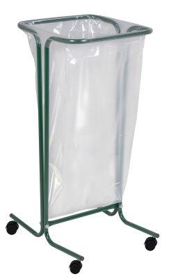 SUPPORT SAC TUBULAIRE 110L SUR ROULETTES VERT - ACIER ANTI-UV
