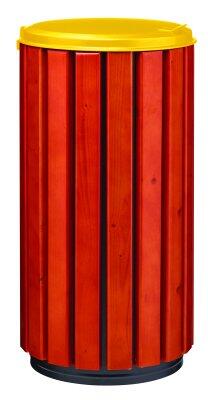 CORBEILLE ZENO PROTEC 80L BOIS AVEC COUVERCLE JAUNE - ANTI-UV ET ANTICORROSION