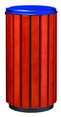 CORBEILLE ZENO PROTEC 80L BOIS AVEC COUVERCLE BLEU ANTI-UV