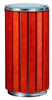 CORBEILLE ZENO PROTEC 80L BOIS AVEC COUVERCLE PLEIN - FIXATION SOL