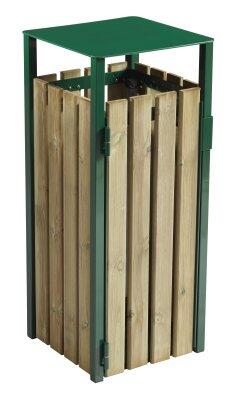 CORBEILLE À CENDRIER EDEN 110L ACIER & BOIS VERT - ANTI-CORROSION ET UV