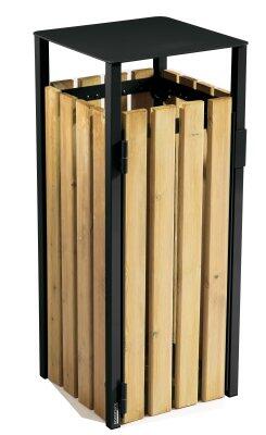 CORBEILLE EDEN 110L AVEC CENDRIER BOIS/ACIER ANTICORROSION
