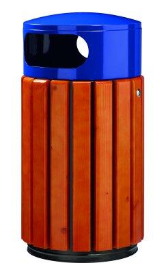CORBEILLE ZENO 40L EN BOIS ET BLEU - STRUCTURE ACIER ANTI-UV