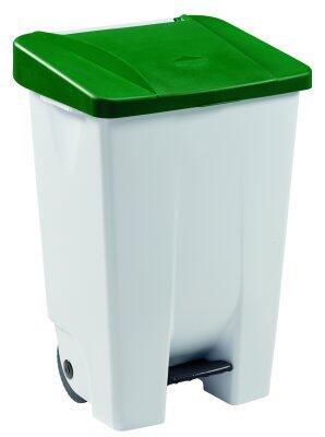 POUBELLE MOBILE À PÉDALE MOBILY 80L BLANC/VERT - TRI SÉLECTIF