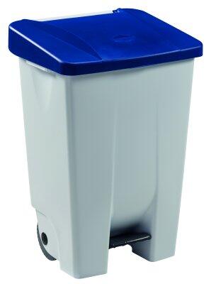 POUBELLE MOBILE À PÉDALE MOBILY 80L BLANC/BLEU - POLYÉTHYLÈNE