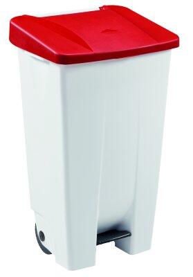 POUBELLE À PÉDALE MOBILE MOBILY 120L BLANC/ROUGE - POLYÉTHYLÈNE