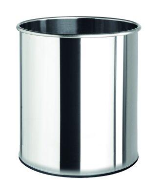 CORBEILLE À PAPIER INOX PAPEA 15 LITRES AVEC EMBASE CAOUTCHOUC