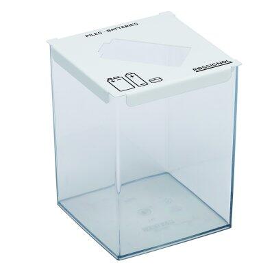 COLLECTEUR DE PILES PILEO BLANC 2L EN POLYCARBONATE ET ACIER