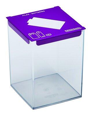 COLLECTEUR DE PILES 2L VIOLET SÉCURITÉ AVEC COUVERCLE CALIBRÉ