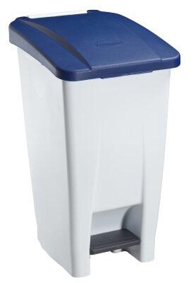 POUBELLE MOBILE À PÉDALE MOBILY 60L BLANC/BLEU - POLYÉTHYLÈNE