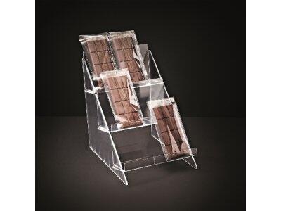 PRÉSENTOIR 3 ÉTAGES 36 TABLETTES DE CHOCOLAT 30X22X29CM