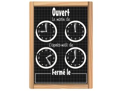 PANCARTE HORLOGE FOND BRUN AVEC ÉTIQUETTES