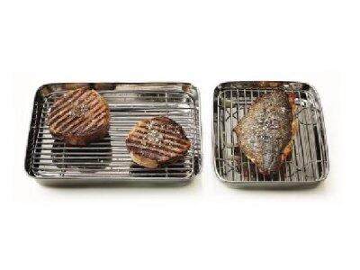 MINI-PLAT JAPONAIS INOX AVEC GRILLE 20X15 CM