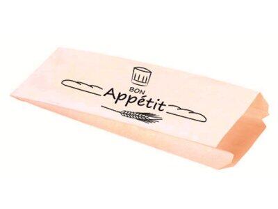 SAC SANDWICH EN PAPIER KRAFT INGRAISSABLE IMPRIMÉ "BON APPÉTIT" 110X310 MM AVEC SOUFFLETS DE 40 MM X2000
