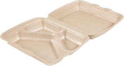 BOÎTES LUNCH EN PPE AVEC COUVERCLE ARTICULÉ 3 COMPARTIMENTS 24 X 20,7 HAUTEUR 6,8 CM X130