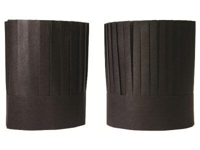 TOQUES "CHEF" EN NON-TISSÉ, NOIRES, H 22,5 CM SANS COIFFE 30 PLIS X10