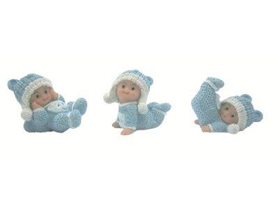 SUJETS DE BAPTÊME / NAISSANCE, BÉBÉS FACÉTIEUX BLEU H 5 CM X12