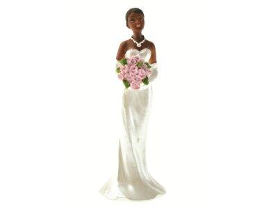 SUJETS DE MARIAGE , MARIÉE NOIRE H 13 CM X2