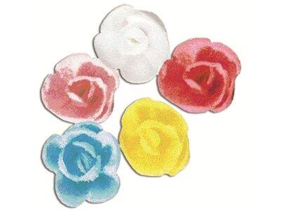 DÉCORS EN PAIN AZYME, MINI-ROSES CRISTALLISÉES ASSORTIES ROUGES, ROSES, BLANCHES Ø 30 MM X60