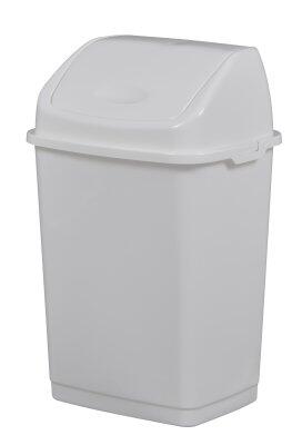 POUBELLE PLASTIQUE A COUVERCLE BASCULANT CLAP  18L  BLANC