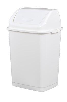 POUBELLE PLASTIQUE A COUVERCLE BASCULANT CLAP  35L  BLANC