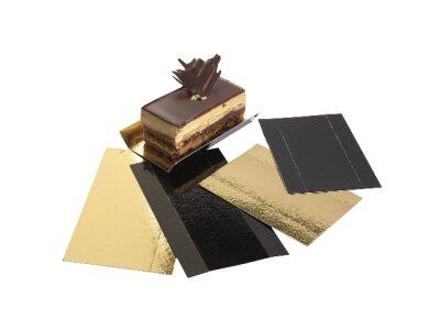 FONDS PART GÂTEAU CARTON DESSUS OR DESSOUS NOIR BORDS PLIABLES  130X45X15MM X200