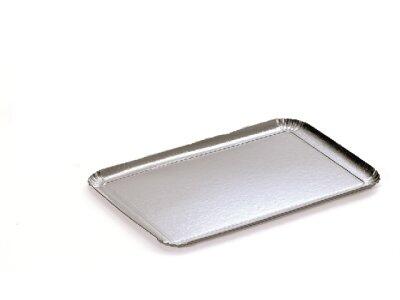 PLATEAUX EN CARTON MÉTALLISÉ 1 FACE ARGENT 28X19 CM X25