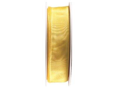 BOBINE 25M DE RUBAN LAITONNÉ UNI 25 MM, JAUNE