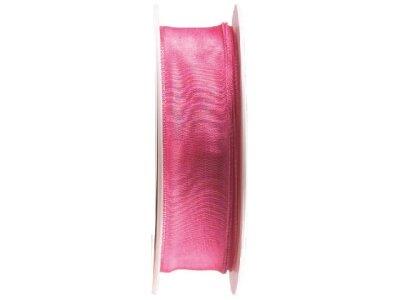 BOBINE 25M DE RUBAN LAITONNÉ UNI 25 MM, ROSE